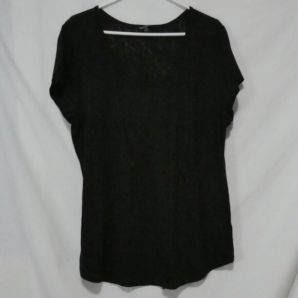 GEORGE | XXL | Black Floral Burnout Short Sleeve Blouse - Picture 1 of 12